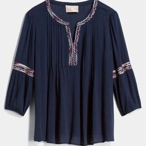 SKIES ARE BLUE Elettra Embroidered Top Size large NWT